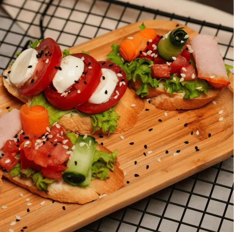 Bruschetta with tomato and mozzarella